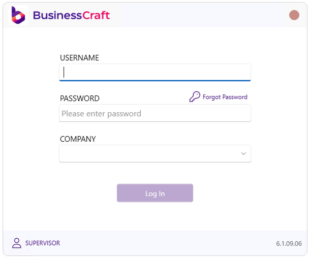 BusinessCraft Initial Login